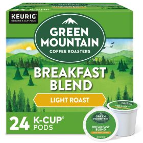 Green Mountain Coffee Breakfast Blend K-Cup Pods, Light Roast, 24 Count for Keurig Brewers