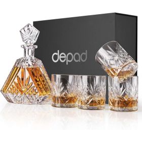 Whiskey Decanter Sets for Men, Gifts for Dad Husband Him Boss, Crystal Liquor Decanter Set with Glasses