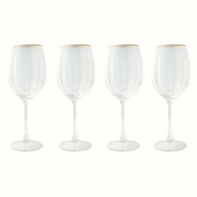 Thyme & Table 4-Piece Scalloped Wine Glass Set with Gold Rim