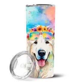 Great Pyrenees Hippie Dawg Stainless Steel Skinny Tumbler Vacuum Double Walled Reusable Insulated Tumbler Travel Cup for Coffee Cocktails Gift with Li