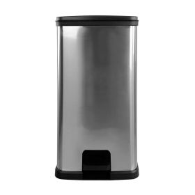 13.2 Gallon Trash Can, Plastic Rectangular Step Kitchen Trash Can, Silver