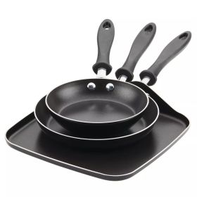 3pc Nonstick Aluminum Reliance Skillet and Griddle Cookware Set Black