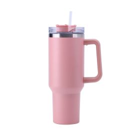 30OZ Straw Coffee Insulation Cup With Handle Portable Car Stainless Steel Water Bottle LargeCapacity Travel BPA Free Thermal Mug (Capacity: 1PC, Color: 30oz Pink)