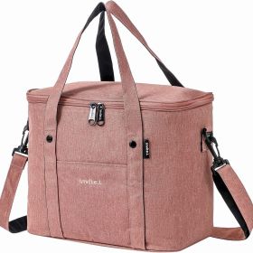 1pc Insulated Lunch Bag For Men/Women; Reusable Large Lunch Cooler Box Tote Shoulder Strap For Work Office Picnic Beach Travel Food (Color: Pink)