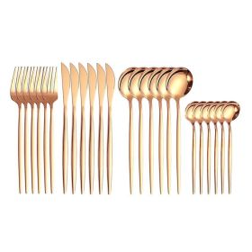 24pcs Dining Room Dinnerware Set Stainless Steel Cutlery Set (Type: Flatware Set, Color: Rose Gold)