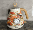 PS3013T   flower painted electric kettle 1.7L retro instrument type dial thermometer water heater 1850W electric kettle fast boiling without BPA