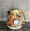 PS3013T   flower painted electric kettle 1.7L retro instrument type dial thermometer water heater 1850W electric kettle fast boiling without BPA