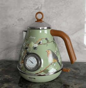 PS3013T   flower painted electric kettle 1.7L retro instrument type dial thermometer water heater 1850W electric kettle fast boiling without BPA (PS3013Ta: PS3013Tb)