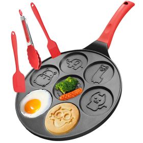 Egg Pan Omelette Pan Pancake Pan Maker Nonstick Egg Cooker Skillet for Pancakes Cookies Burgers Breakfast Pan (Color: Black)