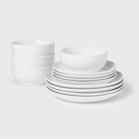 12pc Stoneware Westfield Dinnerware Set (Color: Ivory)