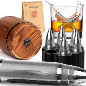 Stainless Steel Whiskey Bullet Stones Gift Set (Color: Silver)