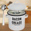 46 oz grease collection with strainer and metal spoon - Large enamel oil tank lid, cooking oil seasoning storage tank