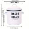 46 oz grease collection with strainer and metal spoon - Large enamel oil tank lid, cooking oil seasoning storage tank