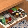 2Pcs Pull Out Cabinet Organizers Sliding Shelf Spice Rack Carbon Steel Roll Out Drawers Fixed with Adhesive Nano Film with Handle 55LBS Max Load