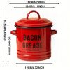 46 oz grease collection with strainer and metal spoon - Large enamel oil tank lid, cooking oil seasoning storage tank