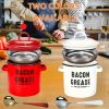 46 oz grease collection with strainer and metal spoon - Large enamel oil tank lid, cooking oil seasoning storage tank